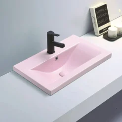 Arezzo 610 X 395mm Matt Pink Rectangular Mid-Edged Inset Basin -Villeroy Shop az6rmp n d1