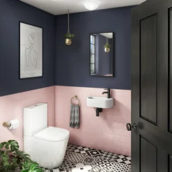 Arezzo 400 X 215mm Curved Wall Hung Cloakroom Basin - Matt White -Villeroy Shop az7824w d1