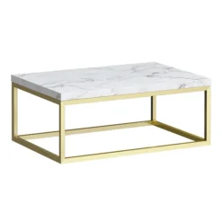 Arezzo 700 White Marble Effect Worktop With Brushed Brass Wall Mounted Frame