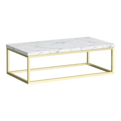 Arezzo 910 White Marble Effect Worktop With Brushed Brass Wall Mounted Frame