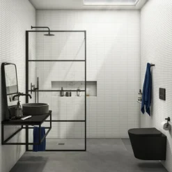 Arezzo 910 Matt Black Stone Resin Worktop With Matt Black Wall Mounted Frame