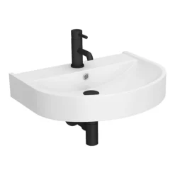 Arezzo D Shaped Curved Wall Mounted Stone Resin Basin 1TH (554 X 437mm) -Villeroy Shop azb222 detail01