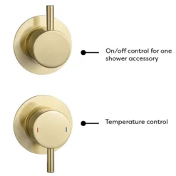 Arezzo Brushed Brass Concealed Individual Stop Tap + Thermostatic Control Shower Valve