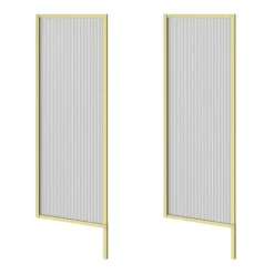 2 X Arezzo Fluted Glass Brushed Brass Framed Urinal Partitions