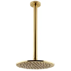 Arezzo Brushed Brass Round Thermostatic Shower Pack With Ceiling Mounted Head + Handset -Villeroy Shop azbbspk3 detail1