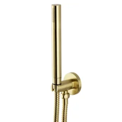 Arezzo Brushed Brass Round Thermostatic Shower Pack With Ceiling Mounted Head + Handset -Villeroy Shop azbbspk3 nwd1