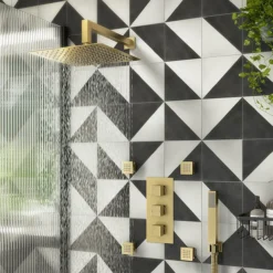 Arezzo Square Triple Concealed Thermostatic Shower Valve With Diverter - Brushed Brass -Villeroy Shop azbbsv3sq d2