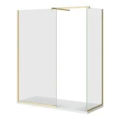 Arezzo Brushed Brass 10mm Glass 1700 X 700 Wet Room (inc. Screen, Side Panel + Tray)