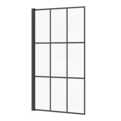 Arezzo Matt Black Grid Bath Screen With Square Single Ended Bath -Villeroy Shop azbgsb d2
