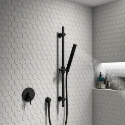 Arezzo Matt Black Round Concealed Manual Shower Valve -Villeroy Shop azbkmsv d2