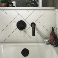 Arezzo Matt Black Round Concealed Manual Shower Valve -Villeroy Shop azbkmsv d3