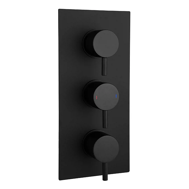 Arezzo Round Triple Concealed Thermostatic Shower Valve With Diverter - Matt Black 2 Arezzo Round Triple Concealed Thermostatic Shower Valve With Diverter - Matt Black - Image 2