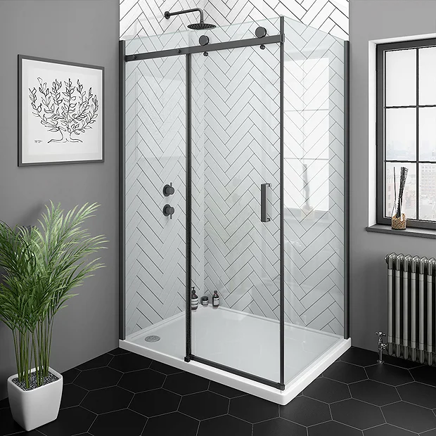 Arezzo 700 X 1950 Matt Black Frameless Side Panel (8mm Glass) 1 Arezzo 700 X 1950 Matt Black Frameless Side Panel (8mm Glass)