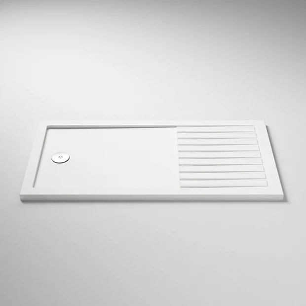 Arezzo 1600 X 800 Fluted Glass Brushed Brass Walk In Enclosure (inc. Main Screen, Side Panel + Tray) 5 Arezzo 1600 X 800 Fluted Glass Brushed Brass Walk In Enclosure (inc. Main Screen, Side Panel + Tray) - Image 5