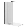 Arezzo 1400 X 900 Fluted Glass Matt Black Profile Wet Room (800mm Screen, Square Support Arm + Tray)