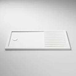 Arezzo 1600 X 800 Fluted Glass Matt Black Profile Wet Room (1000 Screen, Square Support Arm + Tray) -Villeroy Shop azfgmb168d3