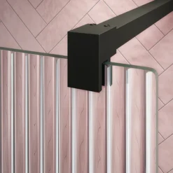 Arezzo Fluted Glass Matt Black Profile Wetroom Screen + Square Support Arm -Villeroy Shop azfgmb d1
