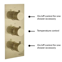 Arezzo Fluted Brushed Brass Round Thermostatic Shower Pack With Head + Handset -Villeroy Shop azfr2bbpk d1