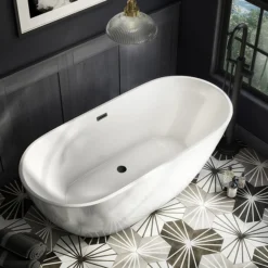 Arezzo Freestanding Modern Bath With Matt Black Waste -Villeroy Shop azfremb detail1