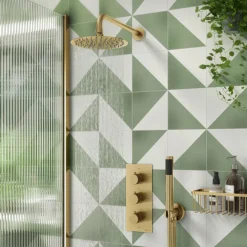 Arezzo Fluted Round Modern Triple Concealed Shower Valve - Brushed Brass