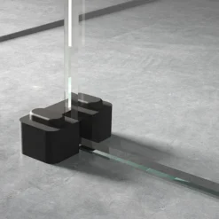 Arezzo Matt Black Grid Free Standing Wet Room Screen With Double Support Arms - Various Sizes