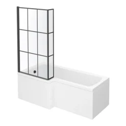 Arezzo Shower Bath - 1700mm L Shaped With Matt Black Grid Screen + Panel 9 Arezzo Shower Bath - 1700mm L Shaped With Matt Black Grid Screen + Panel -Villeroy Shop azgl17 new 3