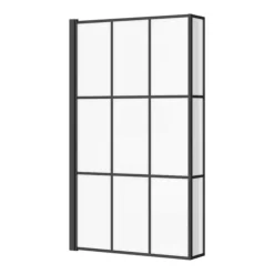 Arezzo Shower Bath - 1700mm L Shaped With Matt Black Grid Screen + Panel