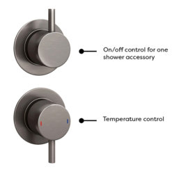 Arezzo Brushed Gunmetal Grey Concealed Individual Stop Tap + Thermostatic Control Shower Valve -Villeroy Shop azgm36nd4