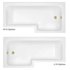 Arezzo Shower Bath - 1700mm L Shaped With Brushed Brass Screen + Panel -Villeroy Shop azl17bbd1