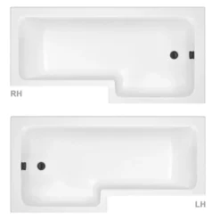 Arezzo Square Matt Black Shower Bath + Exposed Shower Pack (1700 L Shaped With Screen + Panel) -Villeroy Shop azl17pak d1