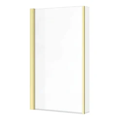 Arezzo Shower Bath - 1700mm L Shaped With Brushed Brass Screen + Matt Grey Panel -Villeroy Shop azlg17bb d2