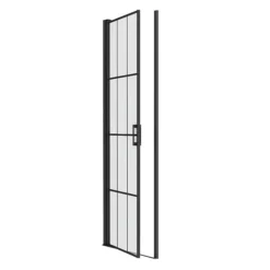 Arezzo 800mm Matt Black Grid Frameless Pivot Shower Door + Tray For Recess -Villeroy Shop azmbpd85 nd3