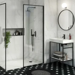 Arezzo Matt Black Round Twin Concealed Shower Valve W. Diverter + Oval Backplate -Villeroy Shop azmbsvdr d2