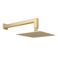 Arezzo Square Brushed Brass Push-Button Shower With Handset + 200mm Rainfall Shower Head -Villeroy Shop azpb2sbbpk d1
