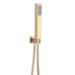 Arezzo Square Brushed Brass Push-Button Shower With Handset + 200mm Rainfall Shower Head -Villeroy Shop azpb2sbbpk d2