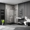 Arezzo Matt Black 1200 X 900 Frameless Sliding Door Shower Enclosure With Black Tray