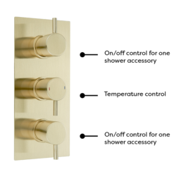 Arezzo Round Brushed Brass 2 Outlet Shower System (Fixed Shower Head + Overflow Bath Filler) -Villeroy Shop azr2ssb detail1