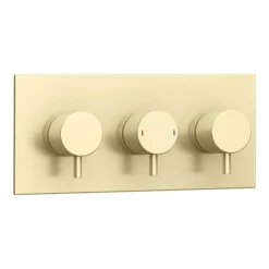 Arezzo Round Brushed Brass 2 Outlet Shower System (Fixed Shower Head + Overflow Bath Filler) -Villeroy Shop azr2ssb detail2