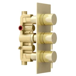 Arezzo Round Brushed Brass 2 Outlet Shower System (Fixed Shower Head + Overflow Bath Filler) -Villeroy Shop azr2ssb detail3