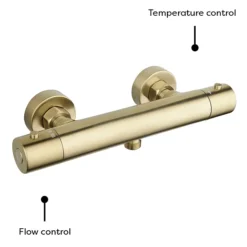 Arezzo Brushed Brass Round Thermostatic Bar Shower Valve