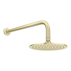 Arezzo Brushed Brass Round Shower System With Diverter, Fixed Shower Head + 4 Body Jets -Villeroy Shop azrdsv4bjbbd2