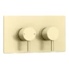 Arezzo Brushed Brass Round Shower System With Diverter, Fixed Shower Head + 4 Body Jets