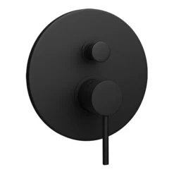 Arezzo Matt Black Shower System (Valve Inc. 195mm Ceiling Mounted Head + Slide Rail Kit With Handset) -Villeroy Shop azsp2cmb d1