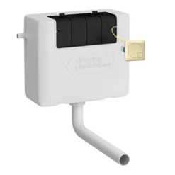 Venice Abstract White Complete Toilet Unit W. Pan, Cistern + Brushed Brass Flush -Villeroy Shop azsqbbpk n l