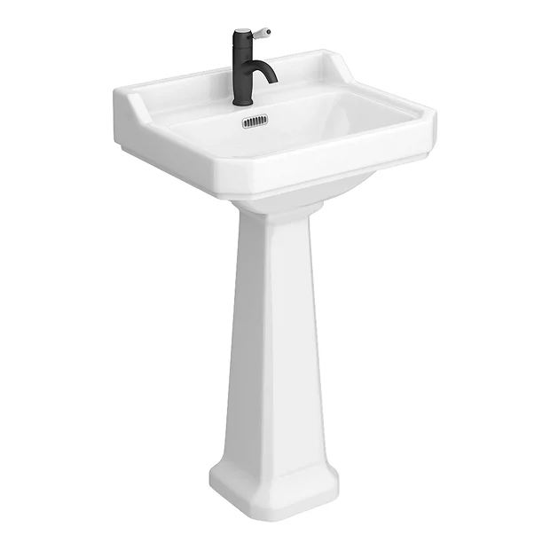 Arezzo Traditional 1 Tap Hole Basin + Pedestal 2 Arezzo Traditional 1 Tap Hole Basin + Pedestal - Image 2