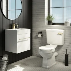 Arezzo Traditional Toilet With Brushed Brass Lever -Villeroy Shop aztccbb detail1