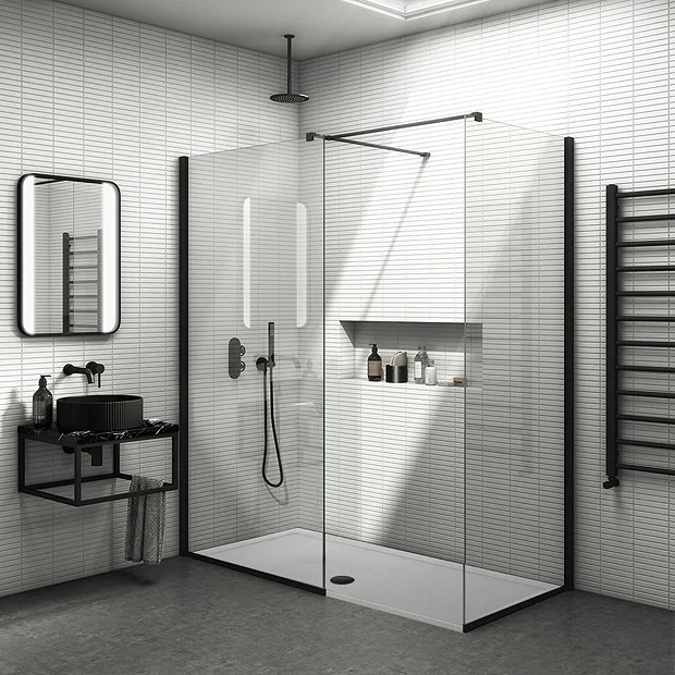 Arezzo Matt Black 10mm Glass 1700 X 800 Wet Room (inc. Screen, Side Panel + Tray) 2 Arezzo Matt Black 10mm Glass 1700 X 800 Wet Room (inc. Screen, Side Panel + Tray) - Image 2