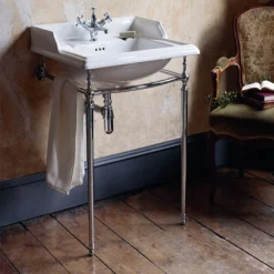 Burlington 1TH Classic 50cm Basin And Chrome Wash Stand