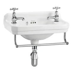 Burlington 51cm Cloakroom Basin With Towel Rail - 2 Tap Hole