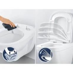 Grohe Essence Rimless Wall Hung Toilet With Soft Close Seat + FREE TOILET ROLL HOLDER -Villeroy Shop bauccwc1 d3 1